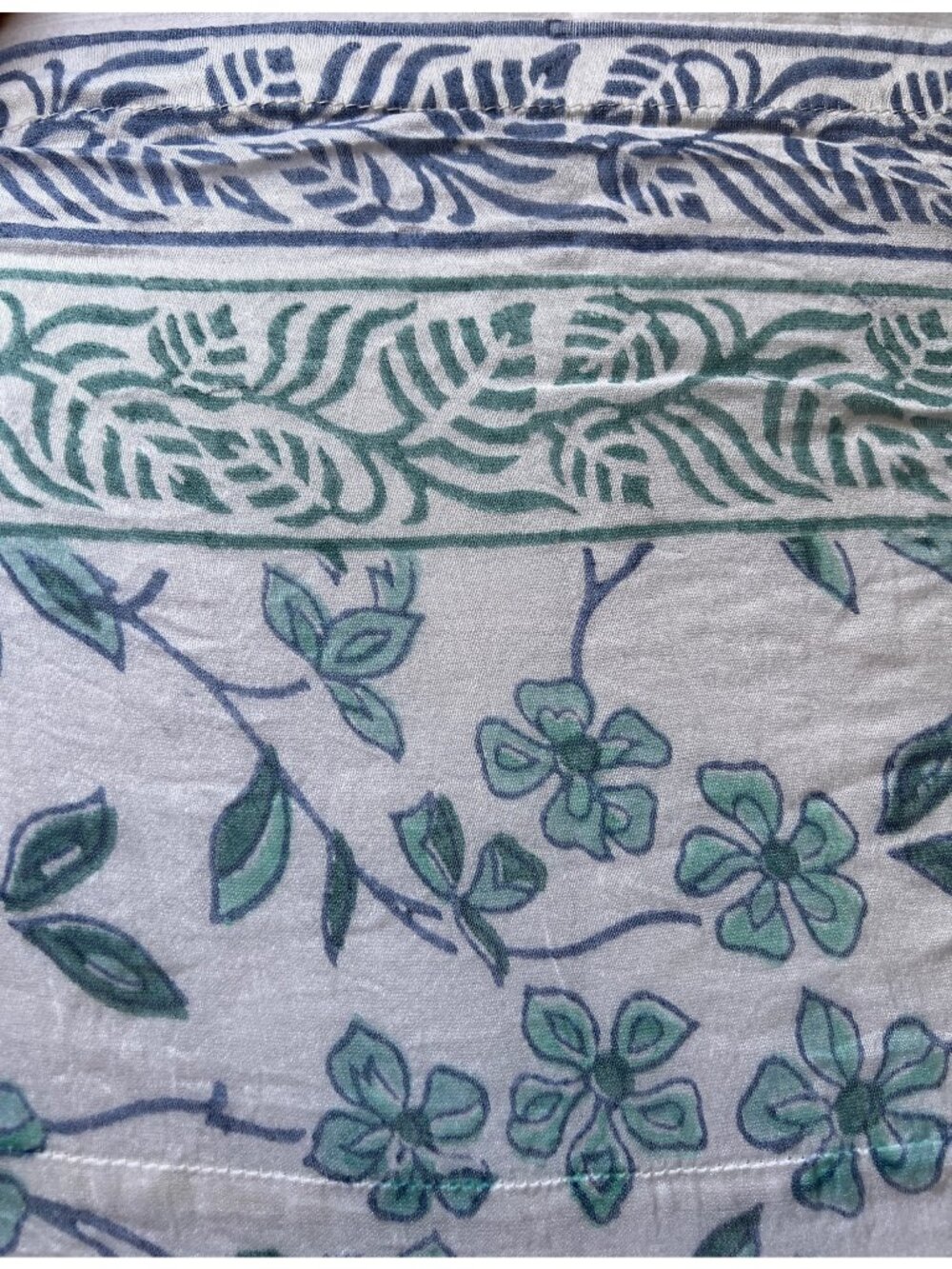 Fabindia Silk Cotton Tablecloth Blue & Green Floral Pattern 84x40 & 9" Drop Boho - Picture 11 of 11